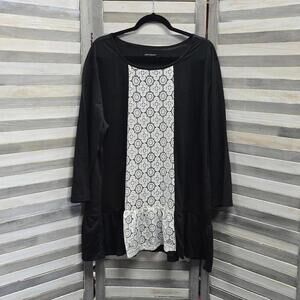 Black and White Lace Contrast Tunic | CW Classics | 3X